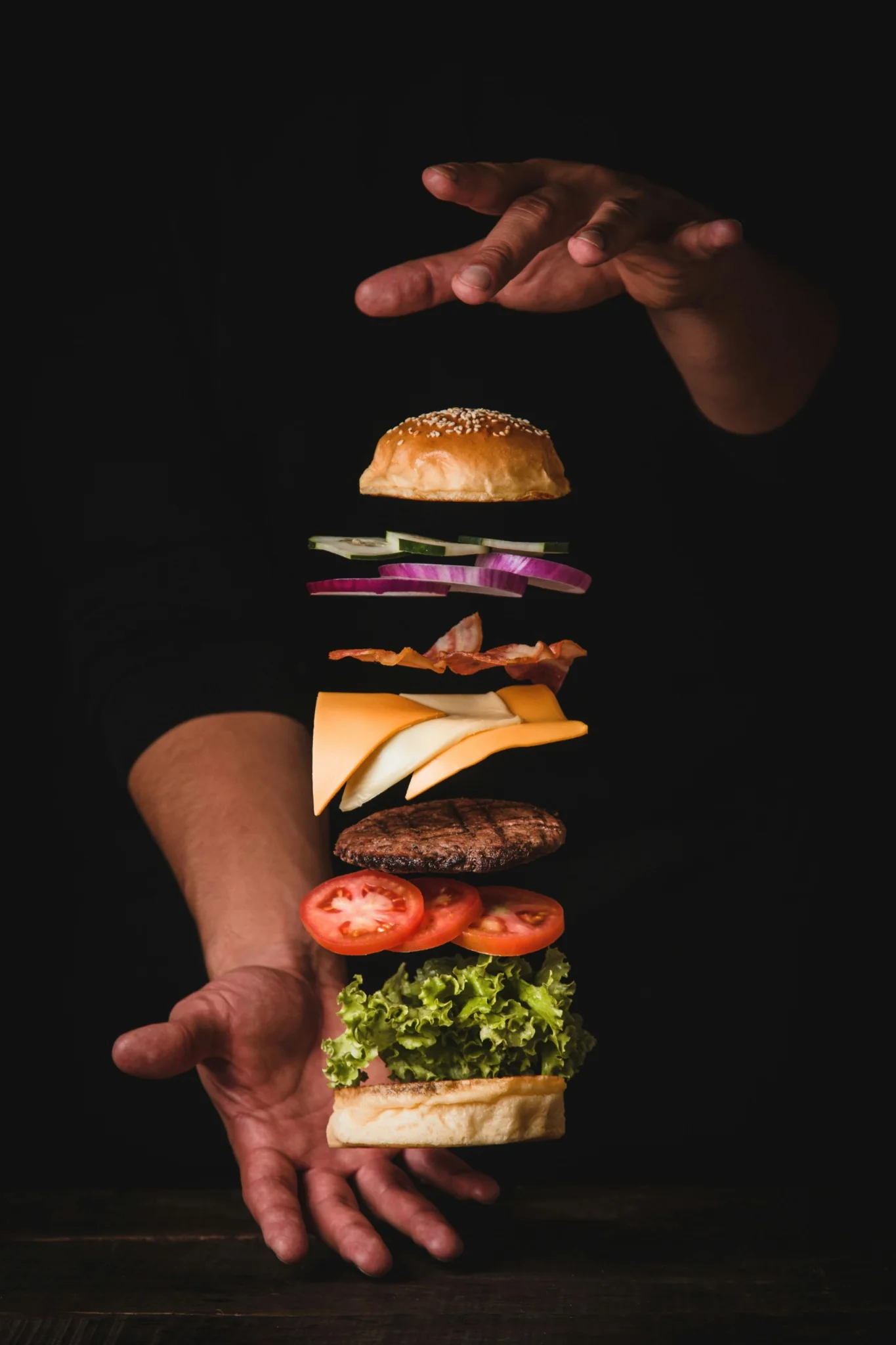 Burger σε exploded παρουσίαση